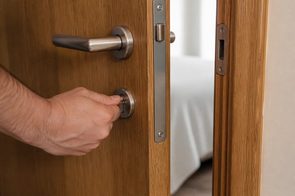 Comprobación de una cerradura con la puerta abierta