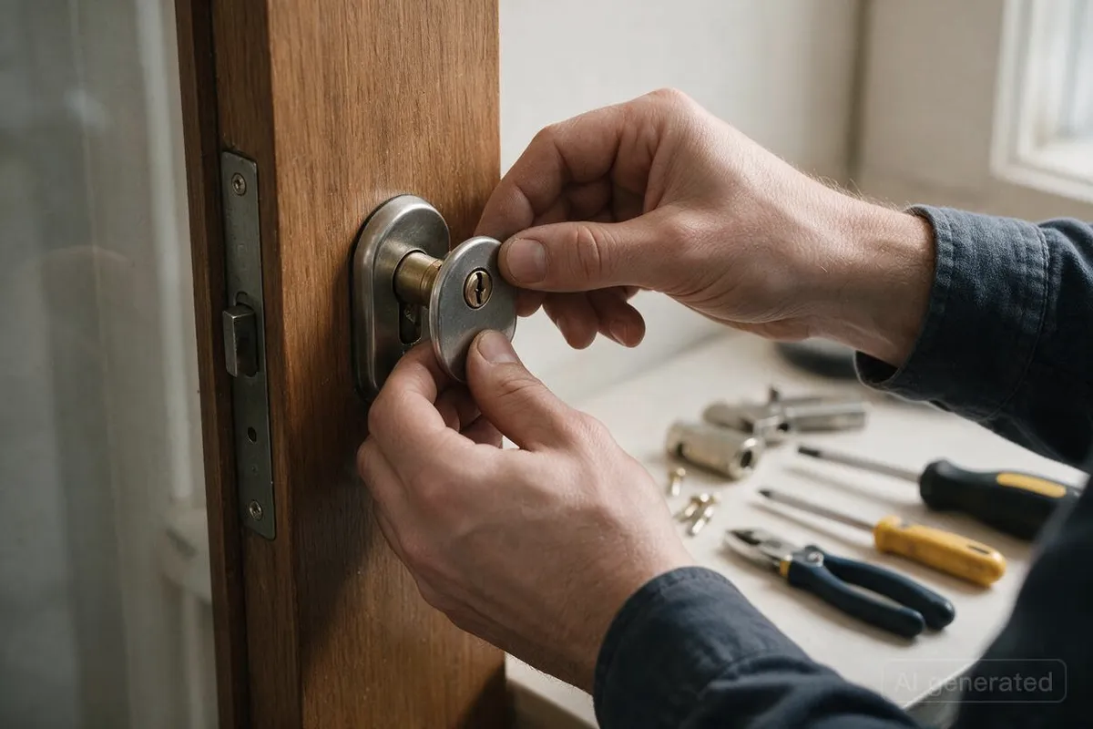 Instalación de un escudo protector en el bombín de una puerta