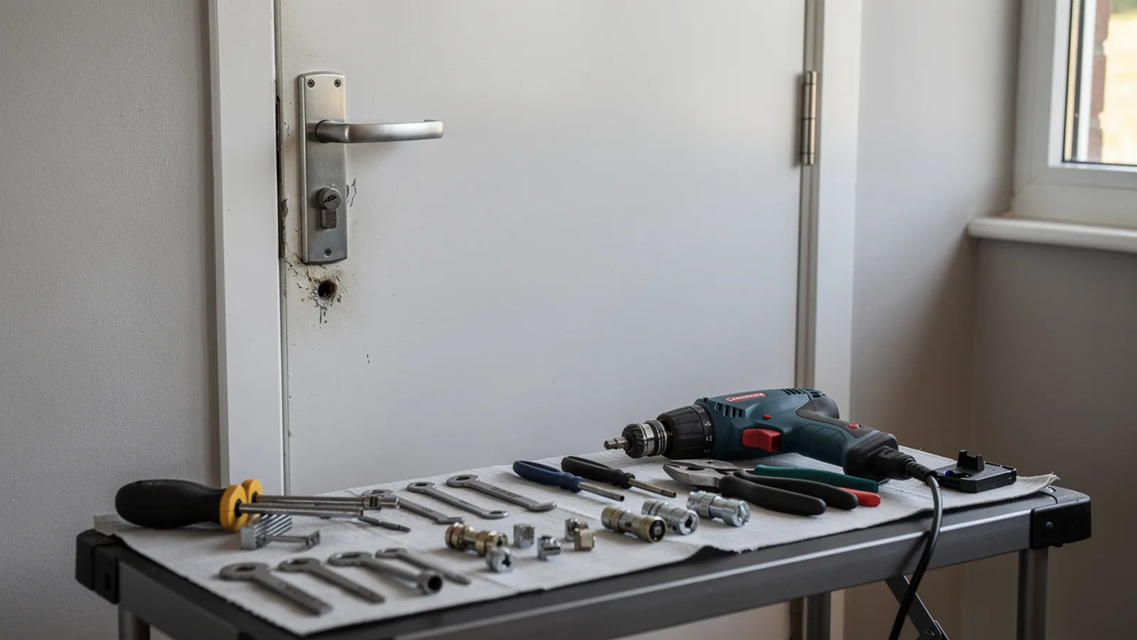 Cómo preparar la puerta para una instalación de cerradura nueva